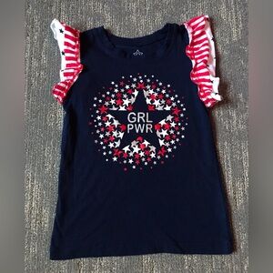 Girl’s Red White & Blue flutter sleeve shirt size 4-5